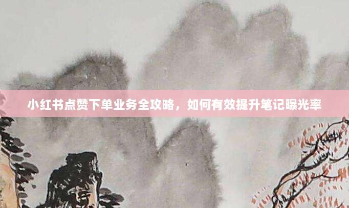 小红书点赞下单业务全攻略,如何有效提升笔记曝光率