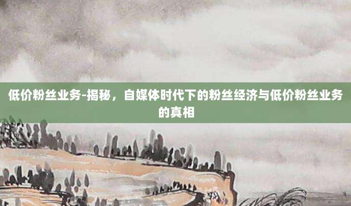 低价粉丝业务-揭秘,自媒体时代下的粉丝经济与低价粉丝业务的真相