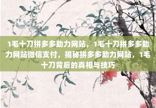 1毛十刀拼多多助力网站,1毛十刀拼多多助力网站微信支付,揭秘拼多多助力网站,1毛十刀背后的真相与技巧