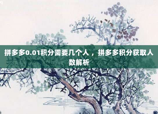 拼多多0.01积分需要几个人 ,拼多多积分获取人数解析