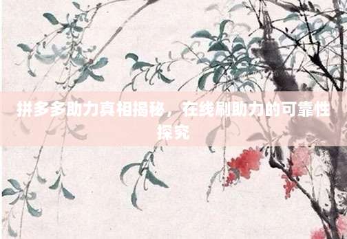 拼多多助力真相揭秘,在线刷助力的可靠性探究