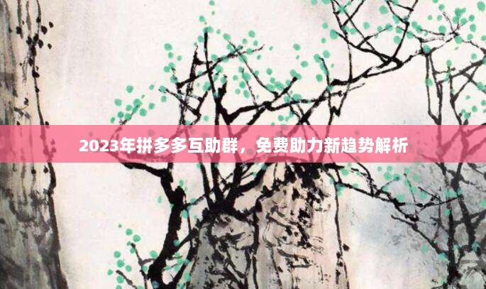 2023年拼多多互助群,免费助力新趋势解析