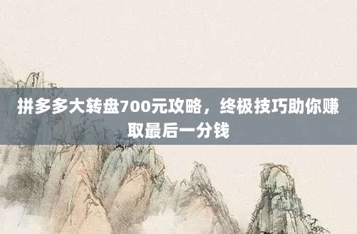拼多多大转盘700元攻略,终极技巧助你赚取最后一分钱