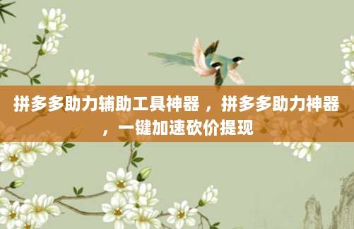 拼多多助力辅助工具神器 ,拼多多助力神器,一键加速砍价提现