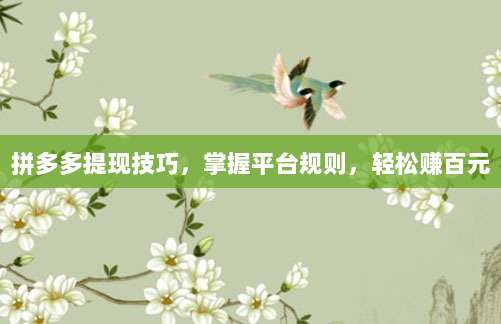 拼多多提现技巧,掌握平台规则,轻松赚百元