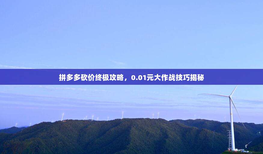 拼多多砍价终极攻略,0.01元大作战技巧揭秘