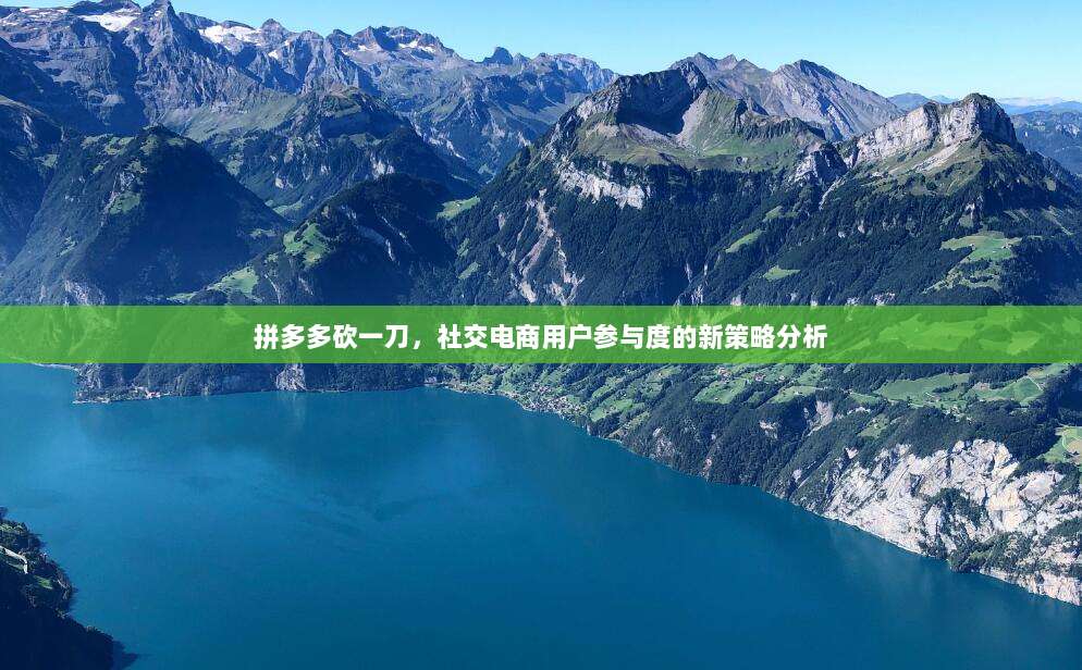 拼多多砍一刀,社交电商用户参与度的新策略分析