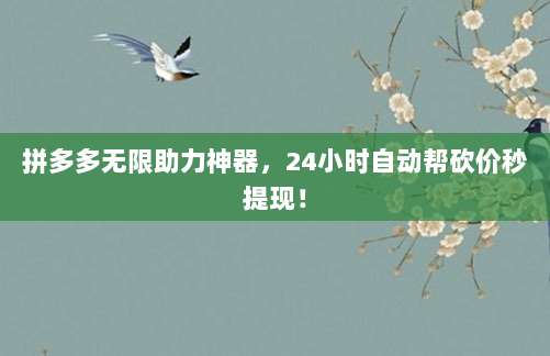 拼多多无限助力神器,24小时自动帮砍价秒提现!