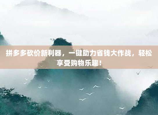 拼多多砍价新利器,一键助力省钱大作战,轻松享受购物乐趣!