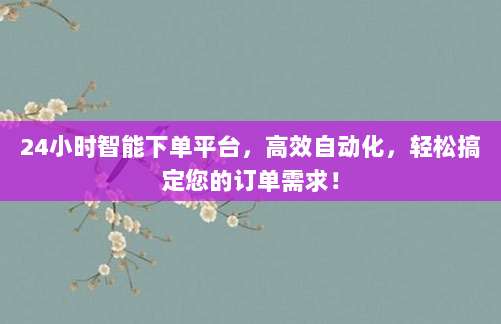 24小时智能下单平台,高效自动化,轻松搞定您的订单需求!