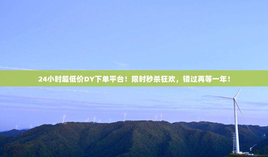 24小时超低价DY下单平台!限时秒杀狂欢,错过再等一年!