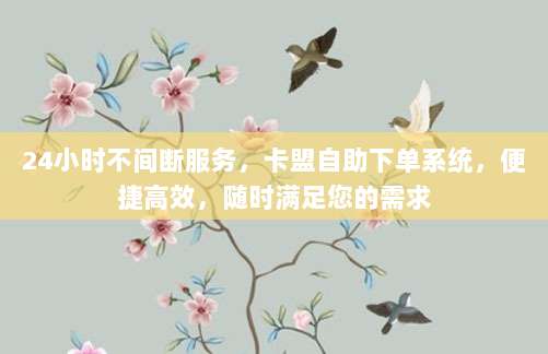 24小时不间断服务,卡盟自助下单系统,便捷高效,随时满足您的需求