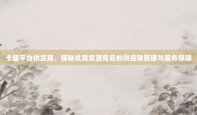 卡盟平台供货商,揭秘优质货源背后的供应链管理与服务保障