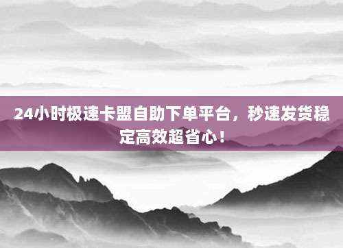 24小时极速卡盟自助下单平台,秒速发货稳定高效超省心!
