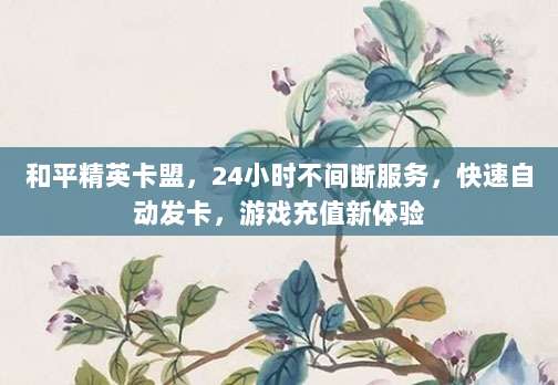 和平精英卡盟,24小时不间断服务,快速自动发卡,游戏充值新体验