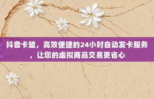 抖音卡盟,高效便捷的24小时自动发卡服务,让您的虚拟商品交易更省心