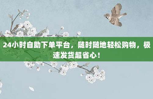 24小时自助下单平台,随时随地轻松购物,极速发货超省心!