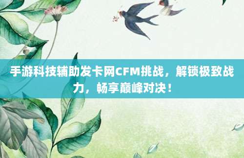 手游科技辅助发卡网CFM挑战,解锁极致战力,畅享巅峰对决!