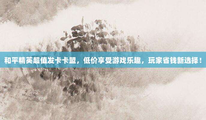 和平精英超值发卡卡盟,低价享受游戏乐趣,玩家省钱新选择!