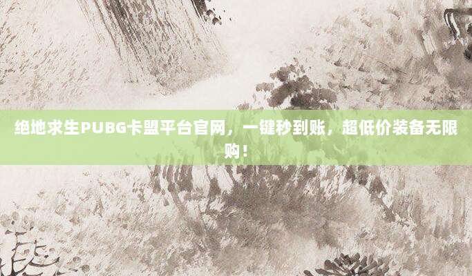 绝地求生PUBG卡盟平台官网,一键秒到账,超低价装备无限购!