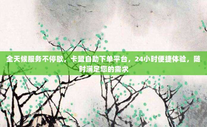 全天候服务不停歇,卡盟自助下单平台,24小时便捷体验,随时满足您的需求