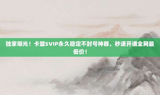 独家曝光!卡盟SVIP永久稳定不封号神器,秒速开通全网最低价!