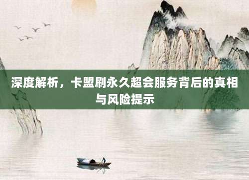 深度解析,卡盟刷永久超会服务背后的真相与风险提示