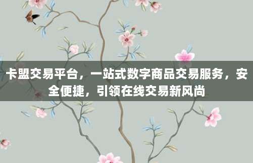 卡盟交易平台,一站式数字商品交易服务,安全便捷,引领在线交易新风尚
