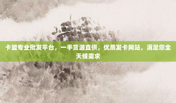 卡盟专业批发平台,一手货源直供,优质发卡网站,满足您全天候需求