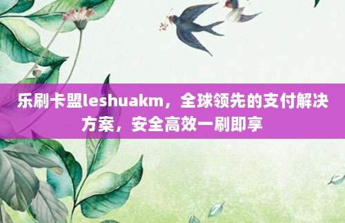 乐刷卡盟leshuakm,全球领先的支付解决方案,安全高效一刷即享