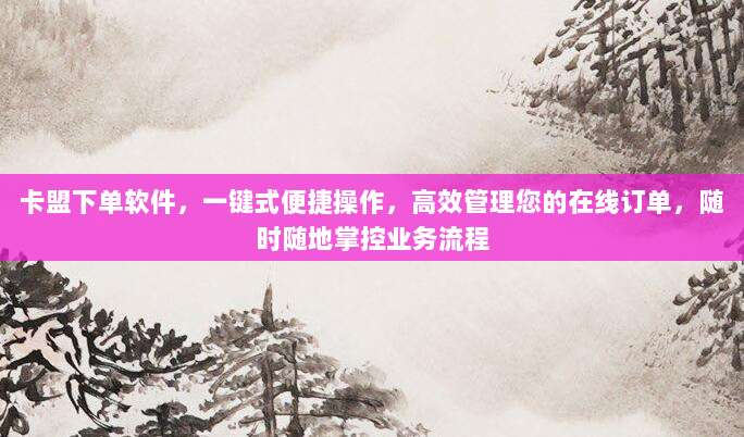 卡盟下单软件,一键式便捷操作,高效管理您的在线订单,随时随地掌控业务流程