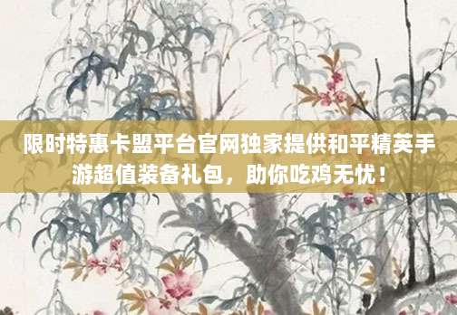 限时特惠卡盟平台官网独家提供和平精英手游超值装备礼包,助你吃鸡无忧!