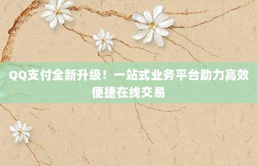 QQ支付全新升级!一站式业务平台助力高效便捷在线交易