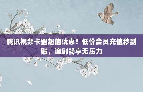腾讯视频卡盟超值优惠!低价会员充值秒到账,追剧畅享无压力