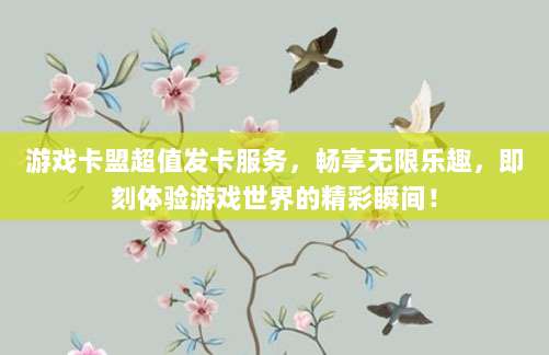 游戏卡盟超值发卡服务,畅享无限乐趣,即刻体验游戏世界的精彩瞬间!
