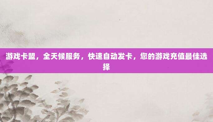 游戏卡盟,全天候服务,快速自动发卡,您的游戏充值最佳选择