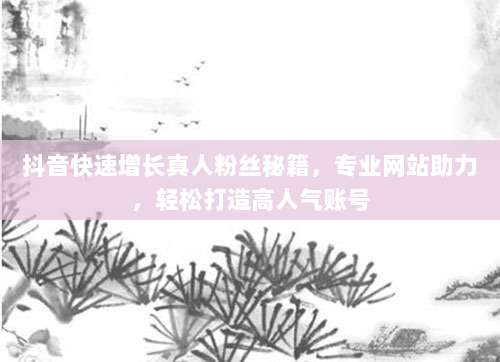 抖音快速增长真人粉丝秘籍,专业网站助力,轻松打造高人气账号