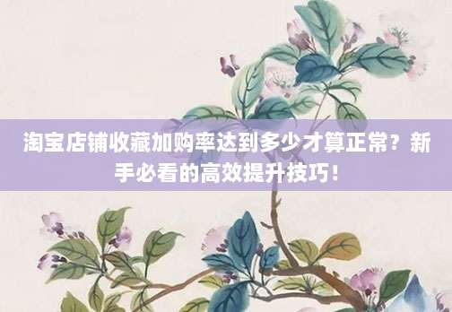 淘宝店铺收藏加购率达到多少才算正常?新手必看的高效提升技巧!