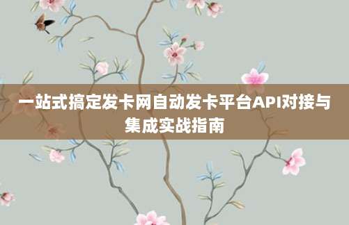 一站式搞定发卡网自动发卡平台API对接与集成实战指南