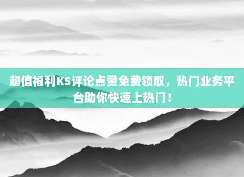 超值福利KS评论点赞免费领取,热门业务平台助你快速上热门!