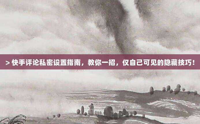 > 快手评论私密设置指南,教你一招,仅自己可见的隐藏技巧!