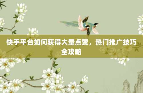 快手平台如何获得大量点赞,热门推广技巧全攻略