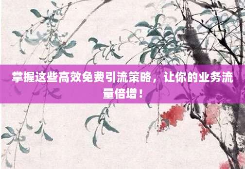 掌握这些高效免费引流策略,让你的业务流量倍增!