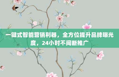 一键式智能营销利器,全方位提升品牌曝光度,24小时不间断推广