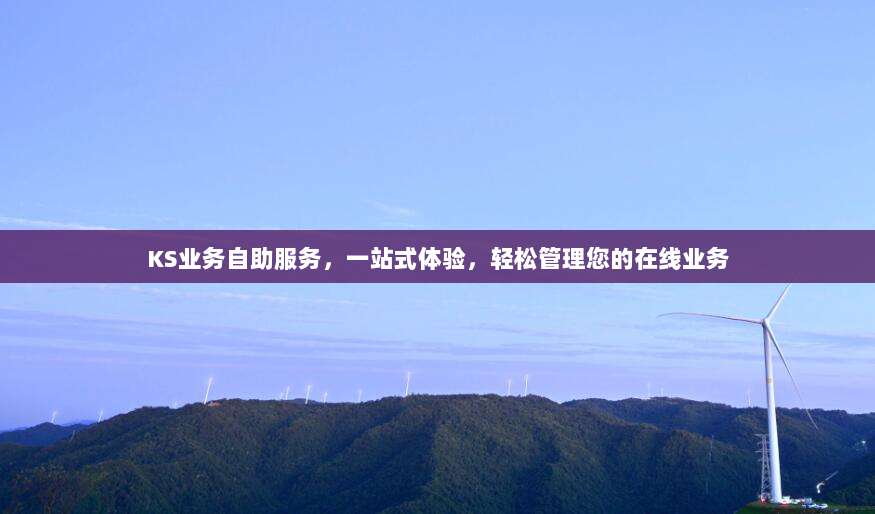 KS业务自助服务,一站式体验,轻松管理您的在线业务