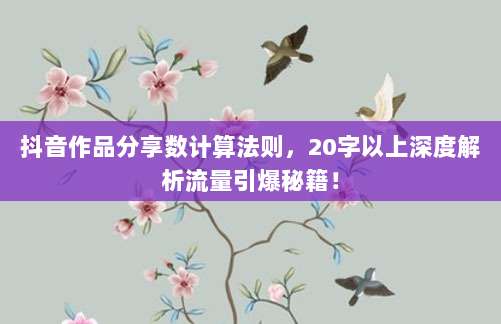 抖音作品分享数计算法则,20字以上深度解析流量引爆秘籍!