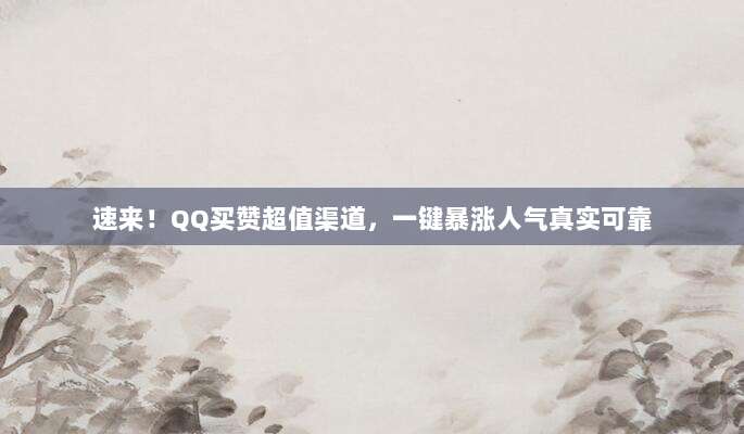 速来!QQ买赞超值渠道,一键暴涨人气真实可靠