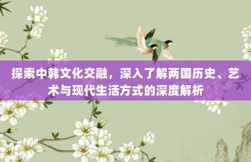 探索中韩文化交融,深入了解两国历史、艺术与现代生活方式的深度解析