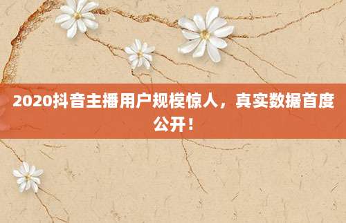 2020抖音主播用户规模惊人,真实数据首度公开!
