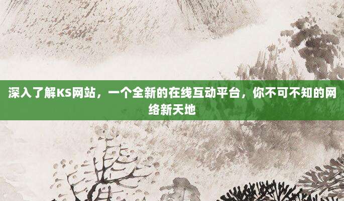 深入了解KS网站,一个全新的在线互动平台,你不可不知的网络新天地